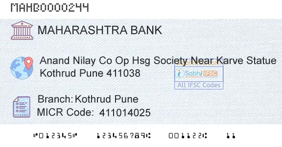 Bank Of Maharashtra Kothrud PuneBranch 