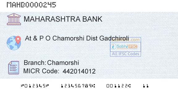 Bank Of Maharashtra ChamorshiBranch 