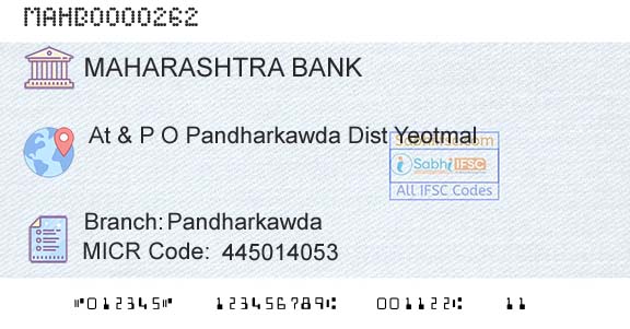 Bank Of Maharashtra PandharkawdaBranch 
