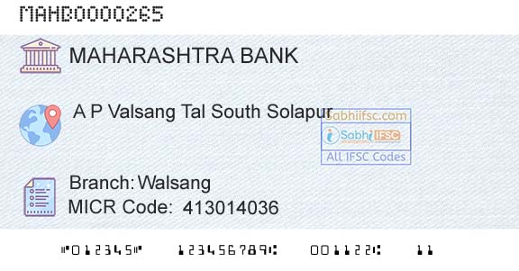 Bank Of Maharashtra WalsangBranch 