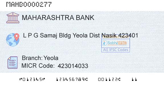 Bank Of Maharashtra YeolaBranch 