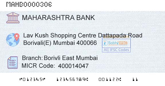 Bank Of Maharashtra Borivli East MumbaiBranch 