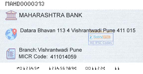 Bank Of Maharashtra Vishrantwadi PuneBranch 