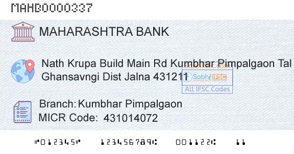 Bank Of Maharashtra Kumbhar PimpalgaonBranch 