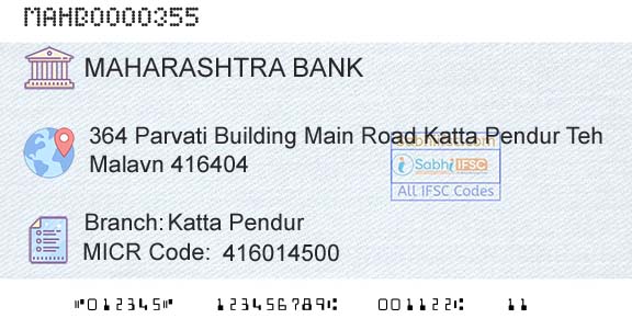 Bank Of Maharashtra Katta PendurBranch 