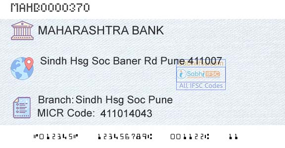 Bank Of Maharashtra Sindh Hsg Soc PuneBranch 