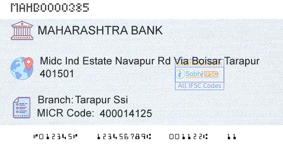 Bank Of Maharashtra Tarapur SsiBranch 