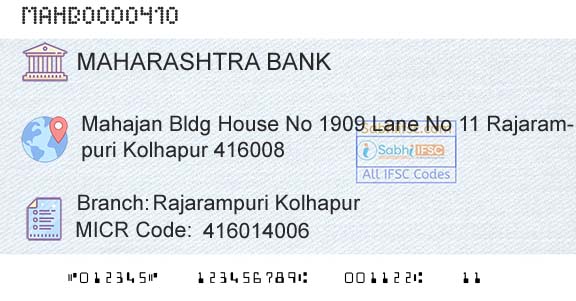 Bank Of Maharashtra Rajarampuri KolhapurBranch 