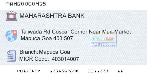Bank Of Maharashtra Mapuca GoaBranch 
