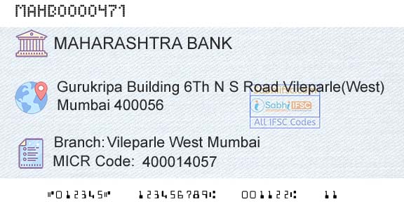 Bank Of Maharashtra Vileparle West MumbaiBranch 