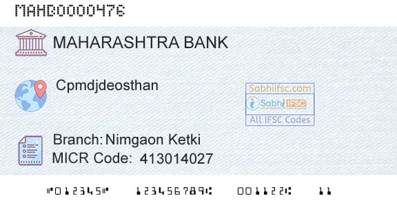 Bank Of Maharashtra Nimgaon KetkiBranch 