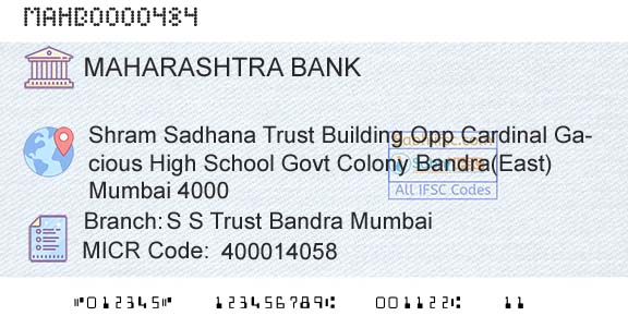 Bank Of Maharashtra S S Trust Bandra MumbaiBranch 