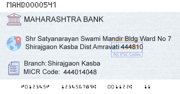 Bank Of Maharashtra Shirajgaon KasbaBranch 