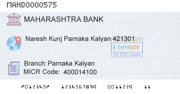 Bank Of Maharashtra Parnaka KalyanBranch 