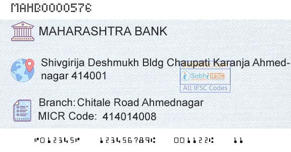 Bank Of Maharashtra Chitale Road AhmednagarBranch 