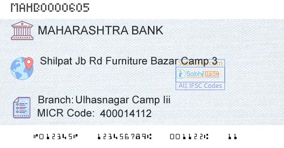 Bank Of Maharashtra Ulhasnagar Camp IiiBranch 