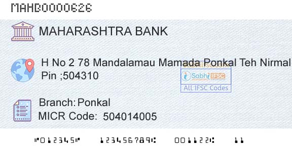 Bank Of Maharashtra PonkalBranch 