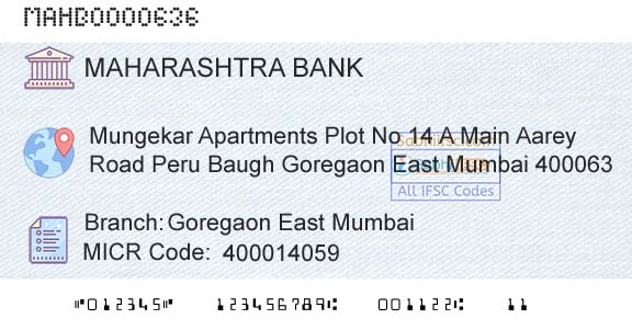 Bank Of Maharashtra Goregaon East MumbaiBranch 