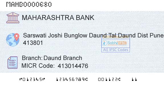 Bank Of Maharashtra Daund BranchBranch 