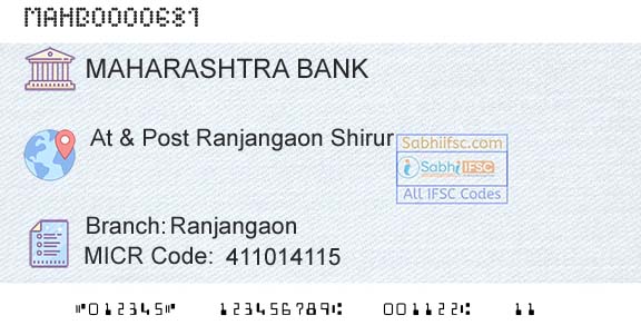 Bank Of Maharashtra RanjangaonBranch 