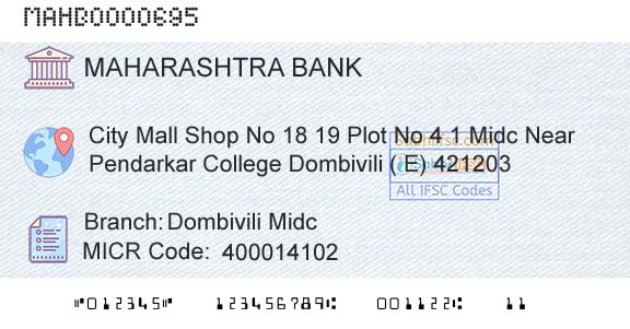Bank Of Maharashtra Dombivili MidcBranch 