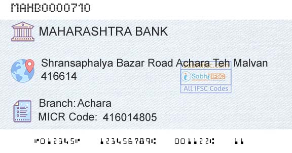 Bank Of Maharashtra AcharaBranch 