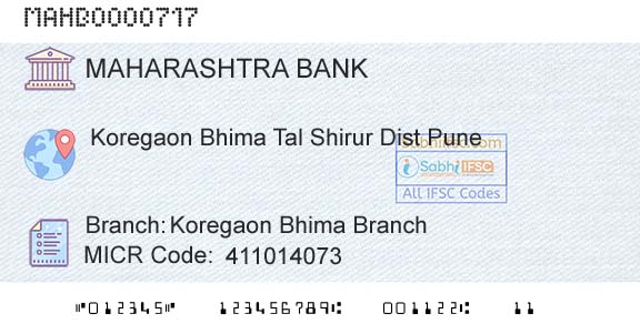 Bank Of Maharashtra Koregaon Bhima BranchBranch 