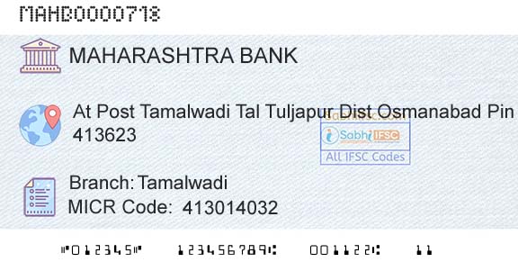 Bank Of Maharashtra TamalwadiBranch 