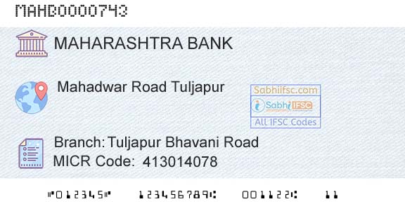 Bank Of Maharashtra Tuljapur Bhavani RoadBranch 