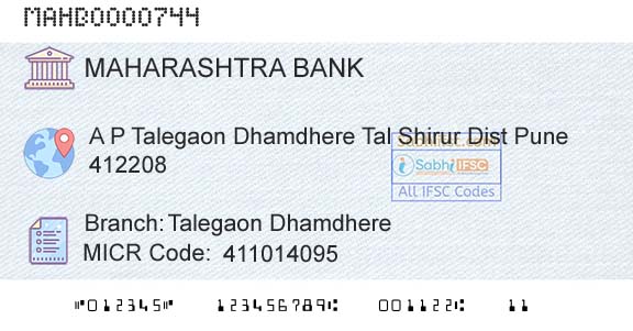 Bank Of Maharashtra Talegaon DhamdhereBranch 