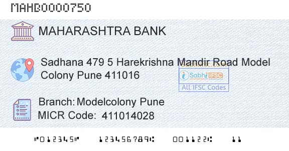 Bank Of Maharashtra Modelcolony PuneBranch 