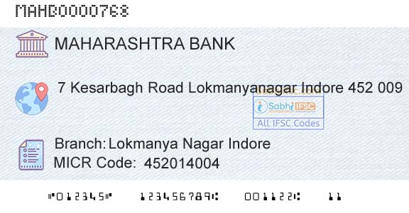 Bank Of Maharashtra Lokmanya Nagar IndoreBranch 