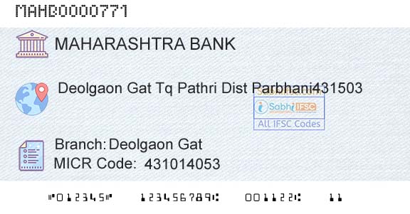 Bank Of Maharashtra Deolgaon GatBranch 