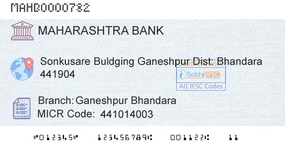 Bank Of Maharashtra Ganeshpur BhandaraBranch 