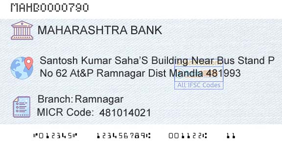 Bank Of Maharashtra RamnagarBranch 