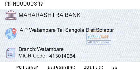 Bank Of Maharashtra WatambareBranch 