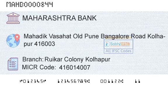 Bank Of Maharashtra Ruikar Colony KolhapurBranch 