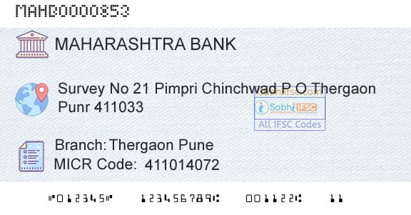 Bank Of Maharashtra Thergaon PuneBranch 