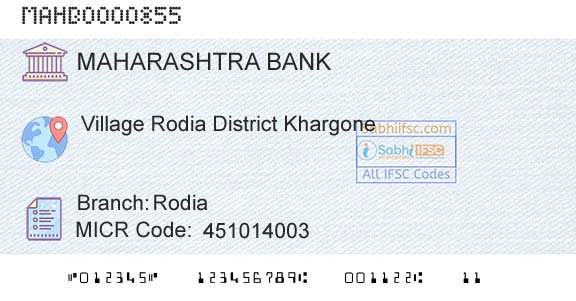 Bank Of Maharashtra RodiaBranch 