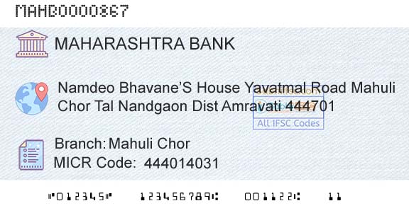 Bank Of Maharashtra Mahuli ChorBranch 