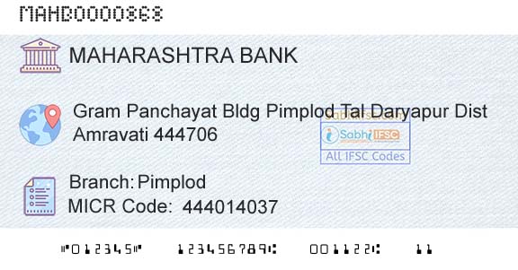 Bank Of Maharashtra PimplodBranch 
