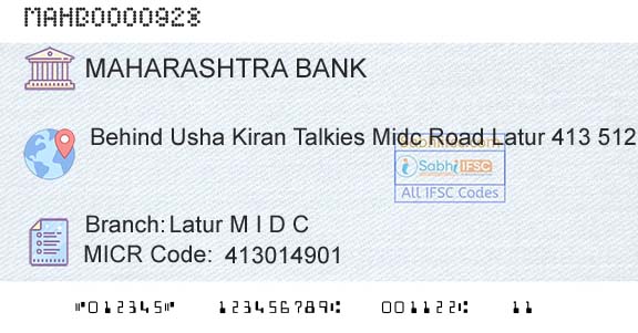 Bank Of Maharashtra Latur M I D C Branch 