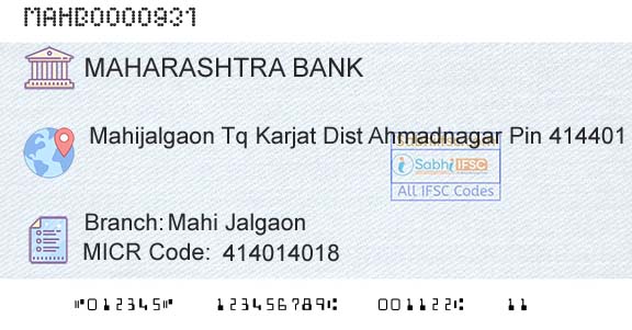 Bank Of Maharashtra Mahi JalgaonBranch 