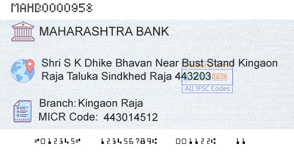 Bank Of Maharashtra Kingaon RajaBranch 