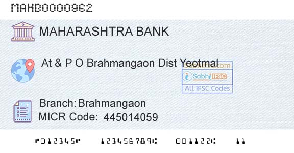 Bank Of Maharashtra BrahmangaonBranch 