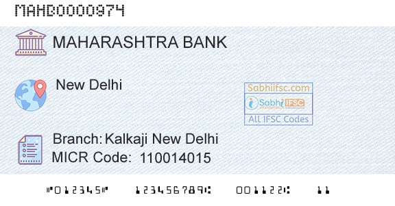Bank Of Maharashtra Kalkaji New DelhiBranch 