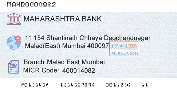 Bank Of Maharashtra Malad East MumbaiBranch 