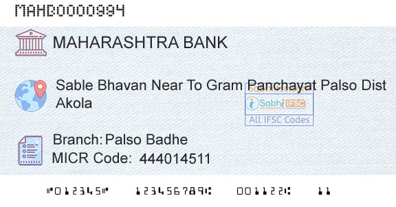Bank Of Maharashtra Palso Badhe Branch 