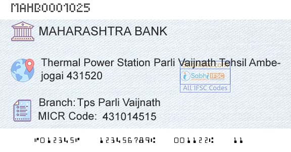 Bank Of Maharashtra Tps Parli VaijnathBranch 