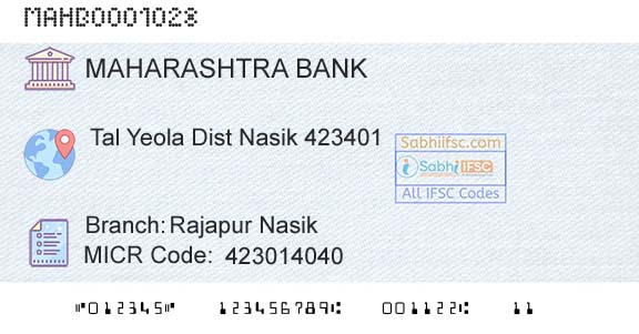 Bank Of Maharashtra Rajapur Nasik Branch 